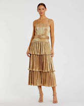 Ruffle Tiered Buckle Detail Dress