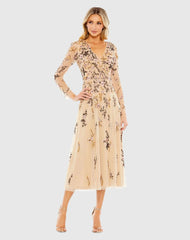 Multicolor Floral Embroidered A-Line Cocktail Dress