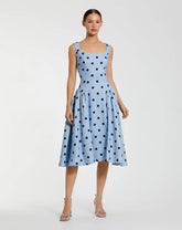 Sky Multi Sleeveless Polka Dot Midi Dress