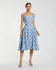 Sky Multi Sleeveless Polka Dot Midi Dress