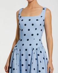Sky Multi Sleeveless Polka Dot Midi Dress