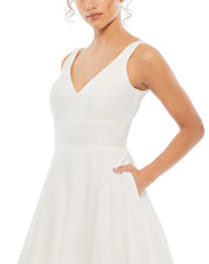 White Classic Sleeveless A-Line Gown with Pockets