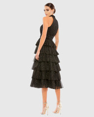 Black Layered Polka Dot Cocktail Dress