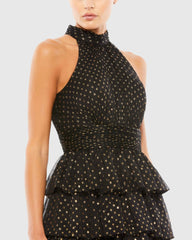 Black Layered Polka Dot Cocktail Dress