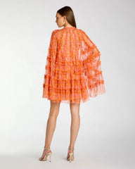 Mango Multi Floral Ruffle Long Sleeve Mini Dress