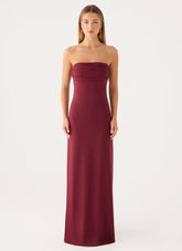 Almost Yours Strapless Maxi Dress - Burgundy