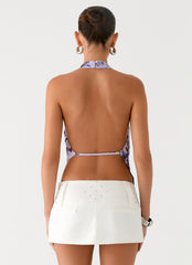 Altego Layered Backless Top - Antique Lilac Floral