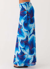 Another Life Chiffon Maxi Skirt - Turquoise Floral
