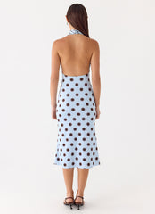 Awuku Midi Dress - Blue Mocha Dot