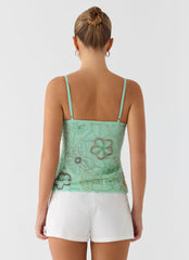 Be Alright Beaded Top - Turquoise