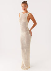 Beach House Crochet Maxi Dress - White