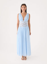 Berdine Lace Maxi Dress - Blue