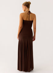 Callie Ruched Maxi Dress - Chocolate