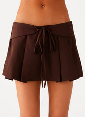 Dalia Dusk Pleated Mini Skirt - Chocolate