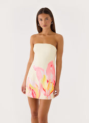 Dalanis Strapless Mini Dress - Floral Print