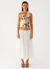 Devoted Halterneck Top - Buttercream Floral