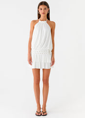Dopamine Belt Mini Dress - White