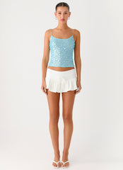 French Exit Sequin Top - Blue