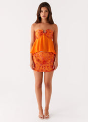Kenya Beaded Halter Top - Orange
