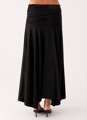 Liana Ruched Maxi Skirt - Black
