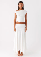 Liana Ruched Maxi Skirt - White