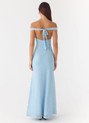 Like Me Now Maxi Dress - Blue Mocha Dot