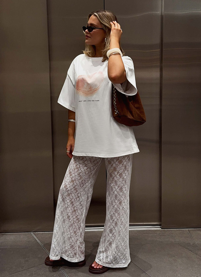 Matcha Lace Pants - White