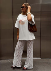 Matcha Lace Pants - White