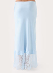 Merisso Lace Trim Maxi Skirt - Blue