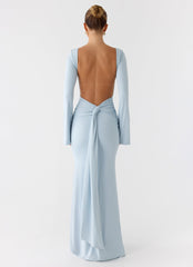 Midnight Song Long Sleeve Maxi Dress - Misty Blue