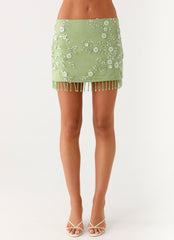 Midnight Tide Tie Side Mini Skirt - Green