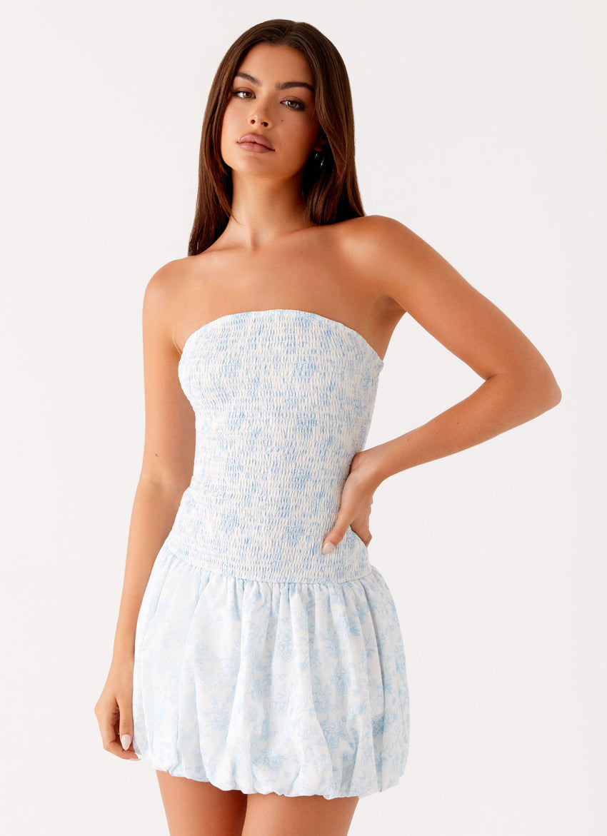 Panorama Mini Dress - Blue Floral