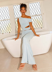 Margot One Shoulder Maxi Dress - Sky Blue