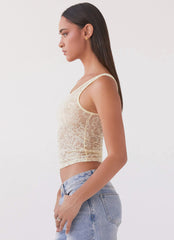 Last Day of Summer Lace Tank Top - Yellow