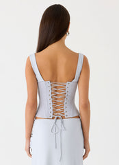 Romana Corset Top - Misty Blue