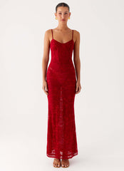 Rosa Corset Maxi Dress - Red