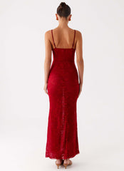 Rosa Corset Maxi Dress - Red