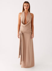 Rowan Ray Cowl Maxi Dress - Light Taupe