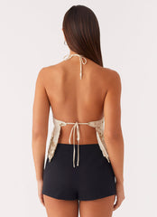 Sweet Obsessions Beaded Halter Top - Ivory