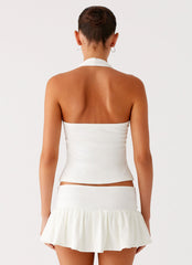 Vegas Nights Halter Neck Top - White