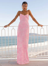 Vietta Sequin Cami Maxi Dress - Pink
