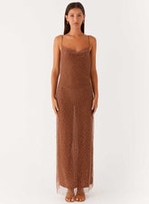 Zuella Beaded Maxi Dress - Chocolate