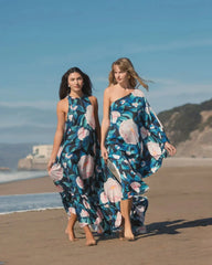 Multicolor High Neck Floral Babydoll Long Dress