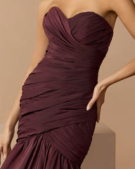Amethyst Ruched Mermaid Gown with Bubble Hem
