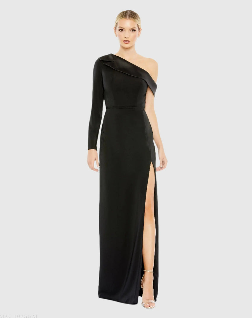 Long Sleeve Drop Shoulder Evening Gown