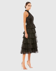 Black Layered Polka Dot Cocktail Dress