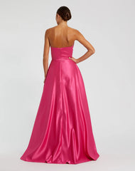 Pink Strapless A-Line Bow Ballgown