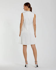 White Rhinestone Neckline Draped Mini Dress - FINAL SALE