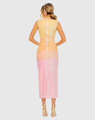 Multicolor High Neck Ombre Sequin Cocktail Dress - FINAL SALE