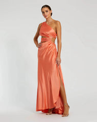 Cut Out One Shoulder Satin Gown